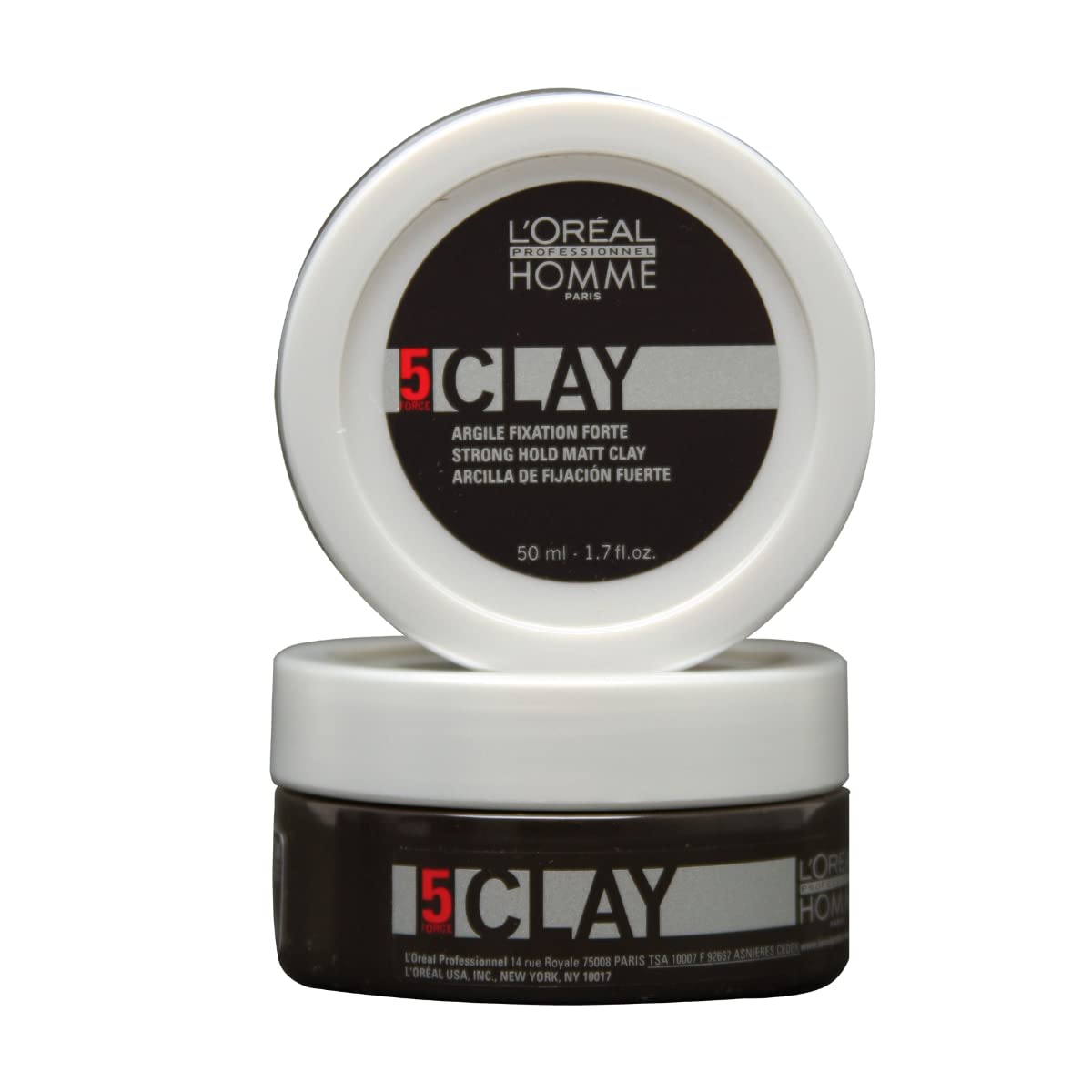 L'Oréal Professionnel Men’s Styling Clay - For All Hair Types, Provides Strong Hold and Matte Finish